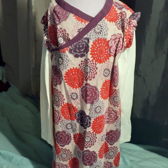 NWOT Tea Pink w/ Purple & Red Flowers Dress - Picture 1 of 5